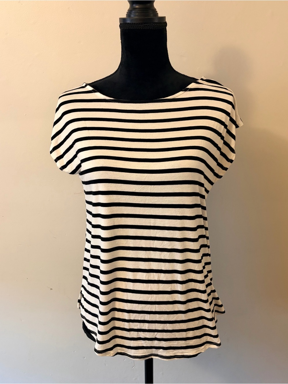 Green Envelope Black & White Striped Short Sleeve Tee